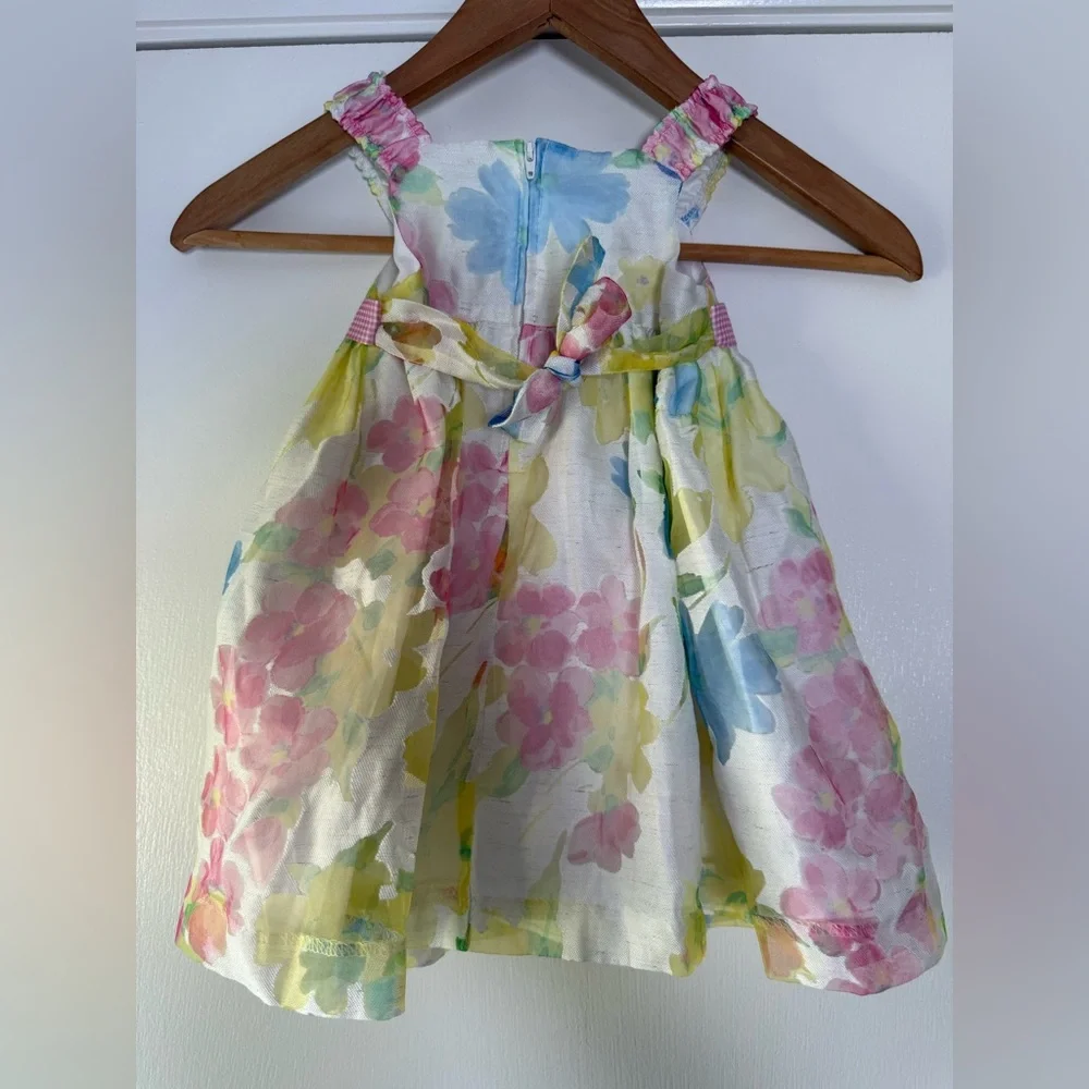Iris & Ivy Children’s Floral Formal Dress Pink Yellow Blue White Bow 18 Months